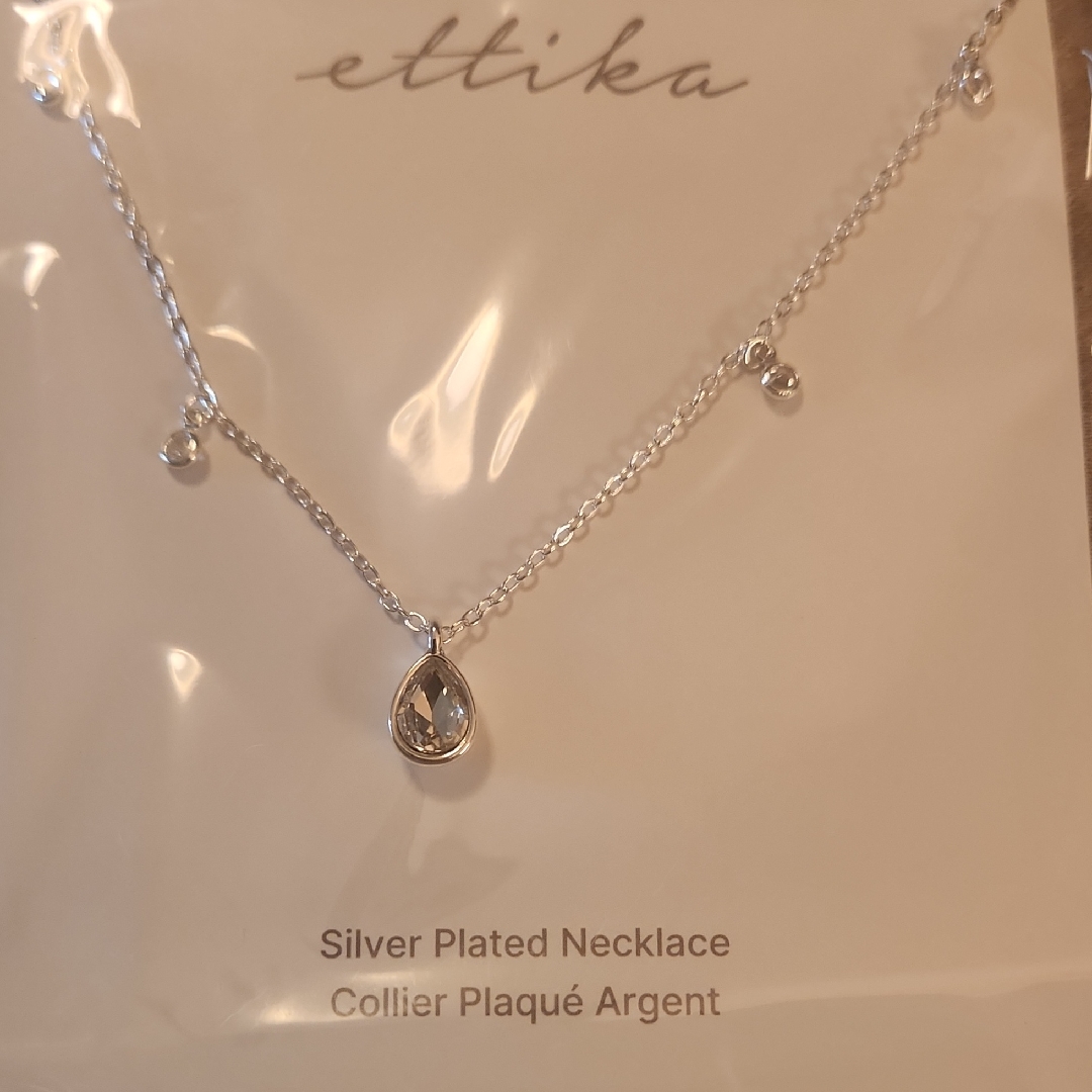 Nwt Ettika Silver Necklace With Crystal Drops 65$